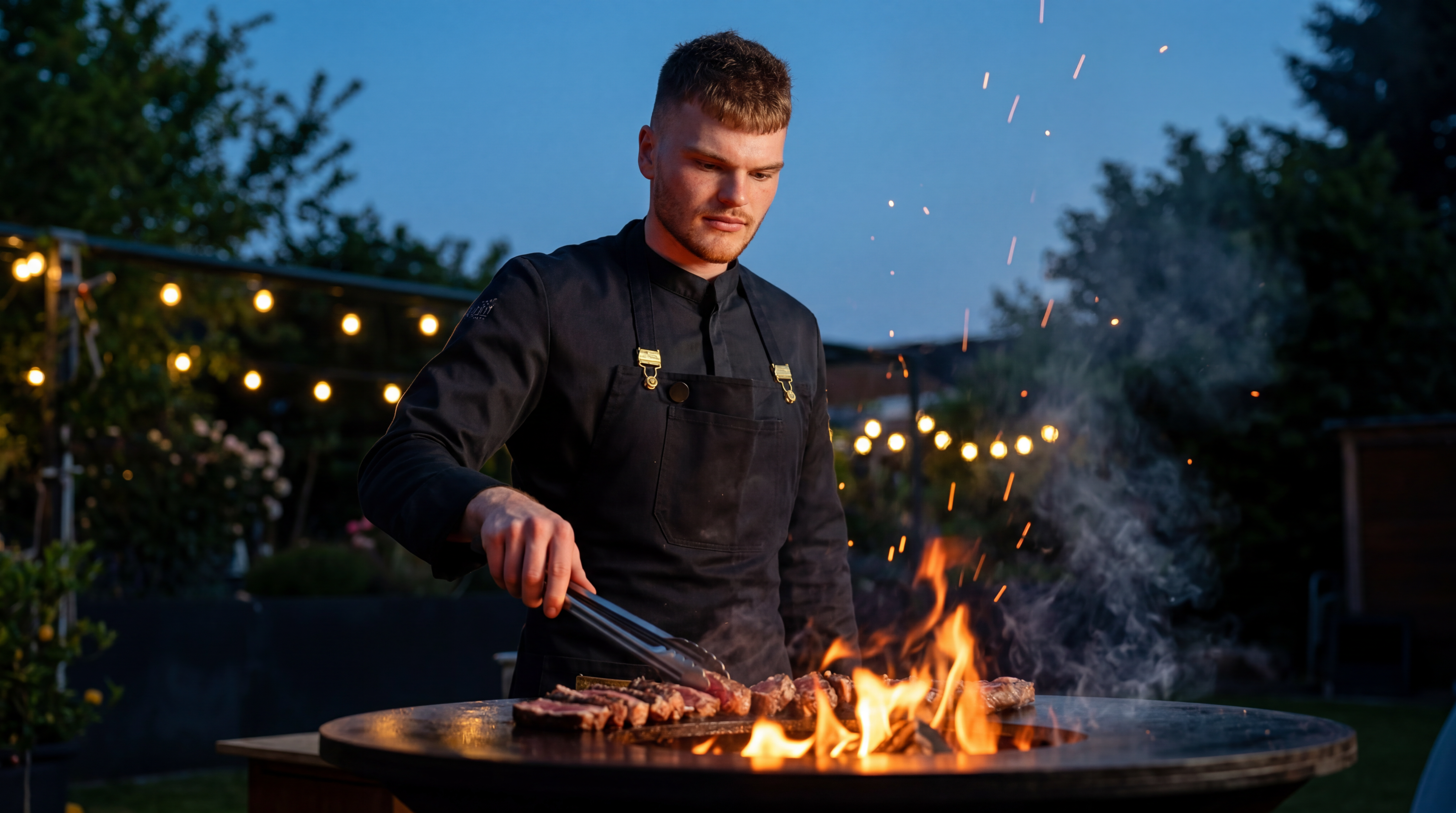 Jan Trautmann preparing food over an open fire