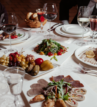 A detailed dinner setting for a bespoke corporate event