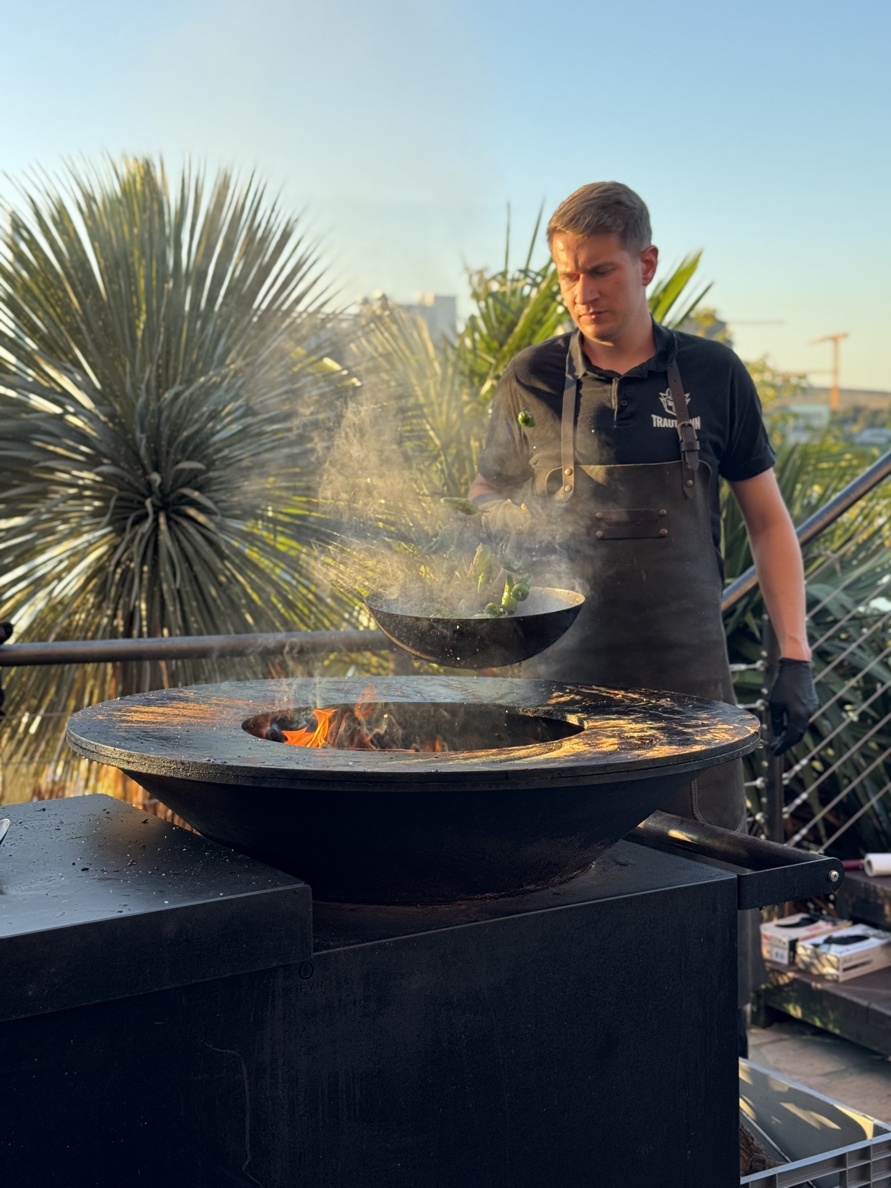 Food prepared over fire